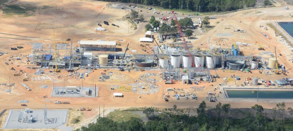 Industrial facility aerial view of the Haile gold processing plant